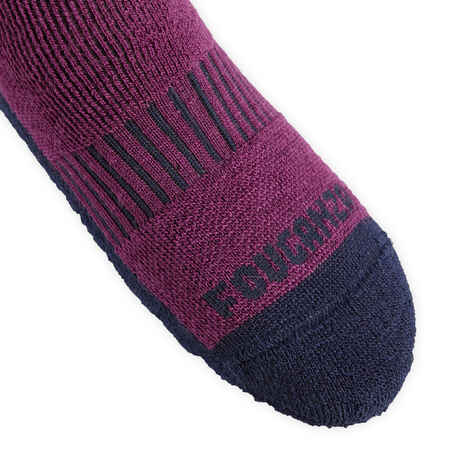 Vaikiškos šiltos jojimo kojinės „500“, slyvų spalvos