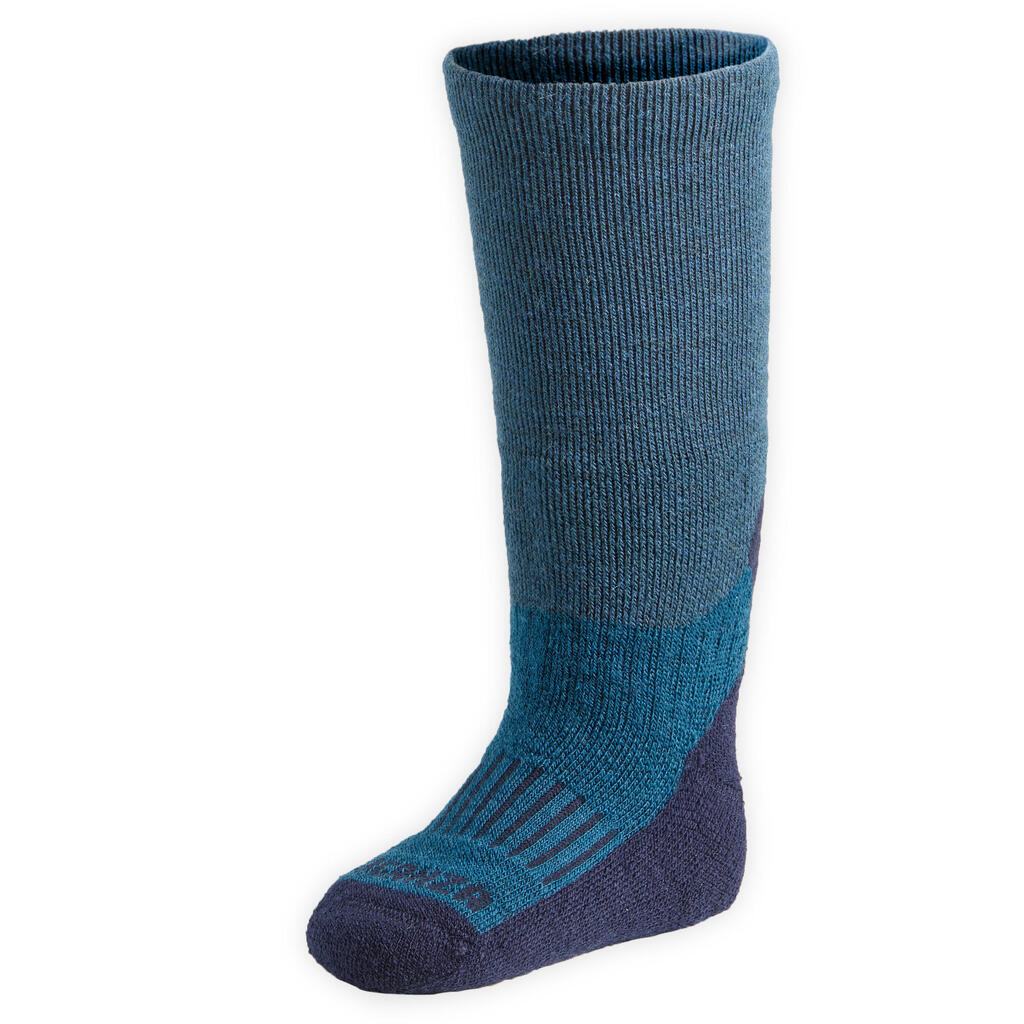 Teplé jazdecké ponožky 500 Warm pre najmenšie deti modrozelené