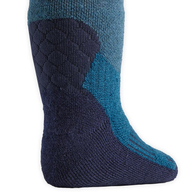 Chaussettes chaudes équitation bébé 500 WARM pétrole