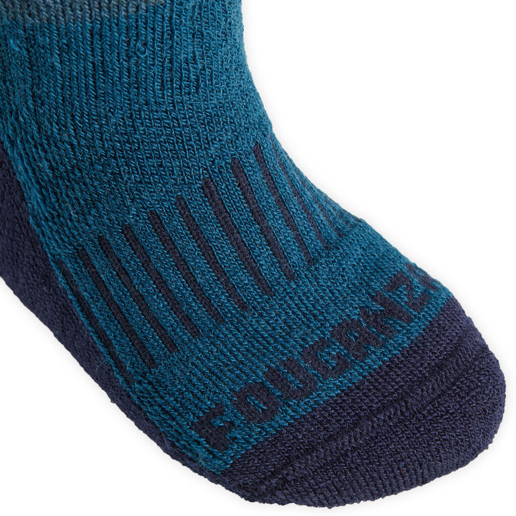 Teplé jazdecké ponožky 500 Warm pre najmenšie deti modrozelené