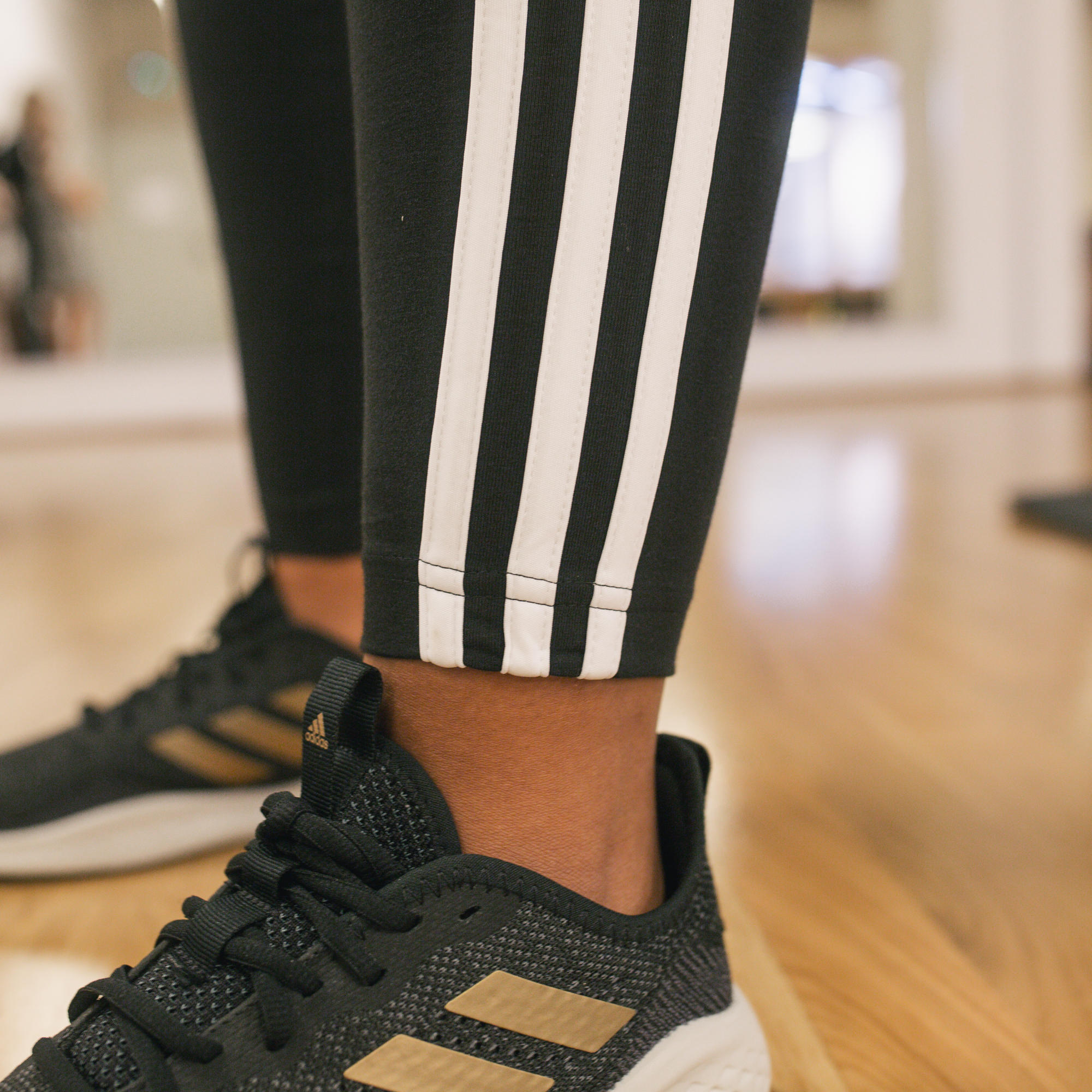 Leggings Adidas donna 3 stripes cotone nero bianco 4/5