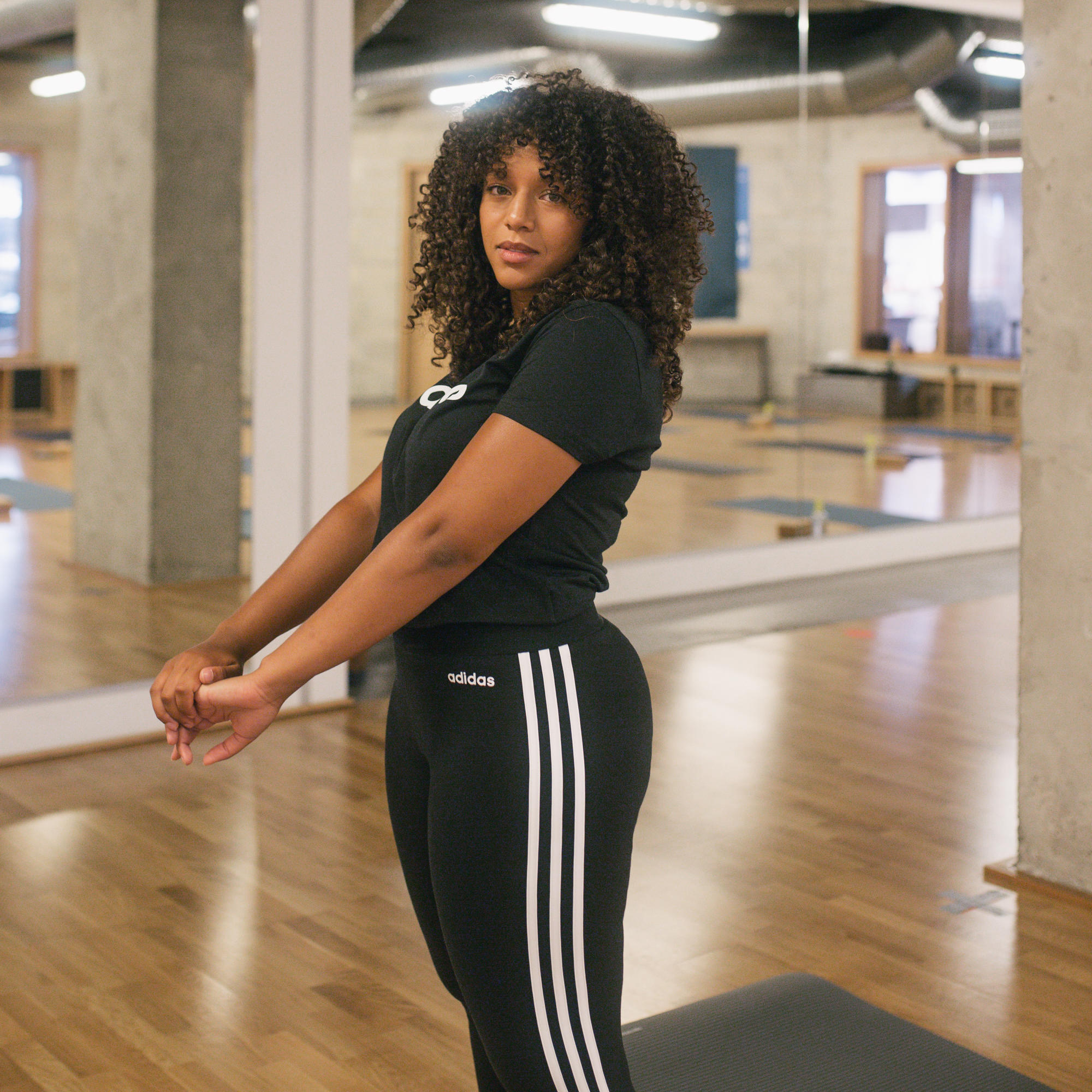 ADIDAS Leggings Adidas donna 3 stripes cotone nero bianco