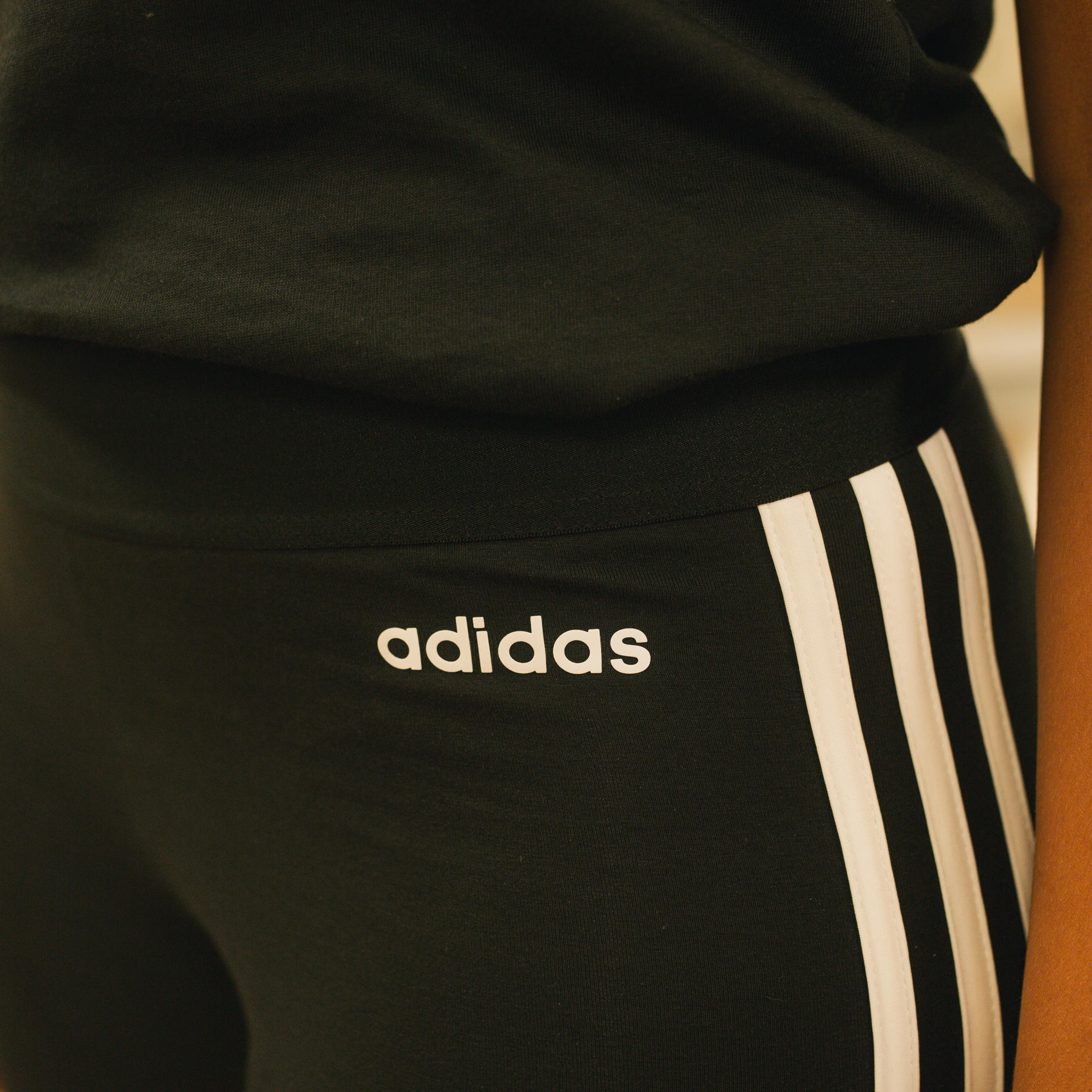 Leggings Adidas donna 3 stripes cotone nero bianco 3/5