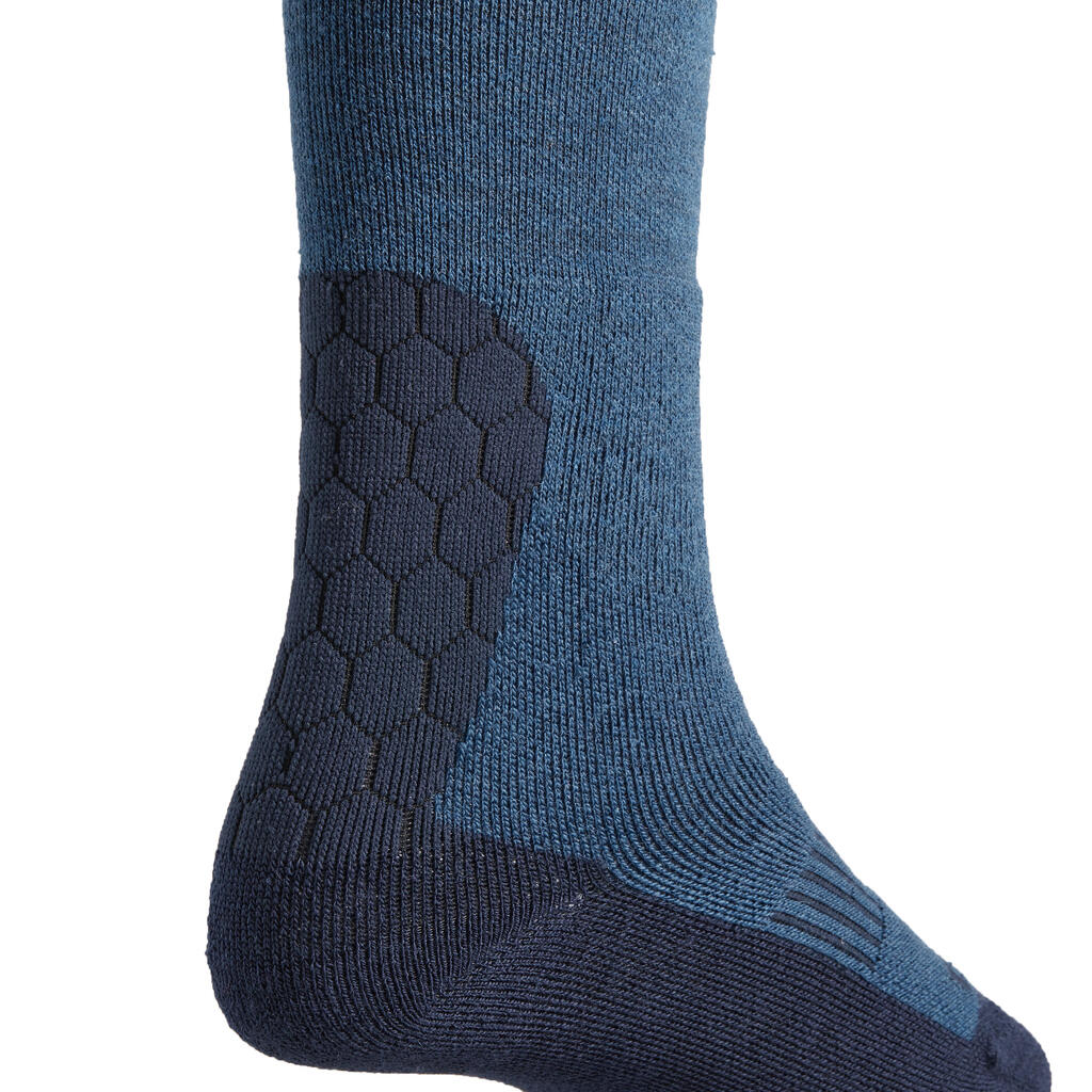 Teplé detské jazdecké ponožky 500 Warm slivkovo modré