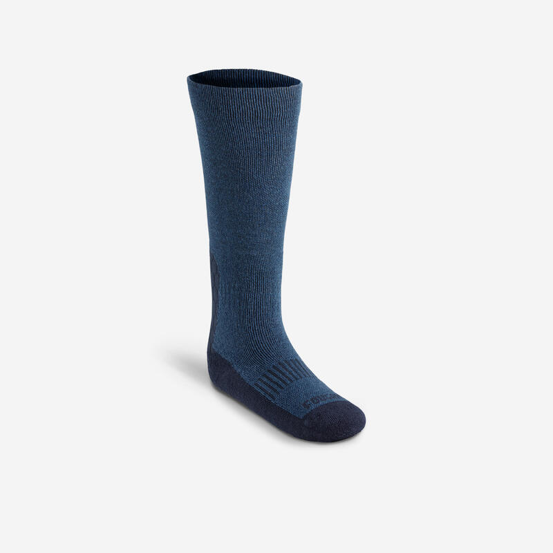 Chaussettes chaudes équitation enfant 500 WARM bleu nuit