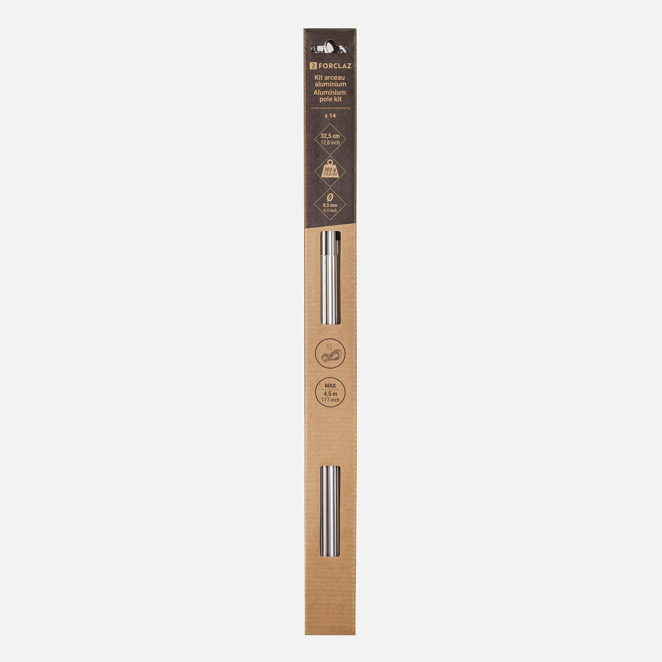 Aluminium 4.5m Ø 8.5mm Pole Kit in 14x32.5cm Sections -  2