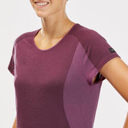 Women’s merino wool short-sleeved trekking T-shirt MT500