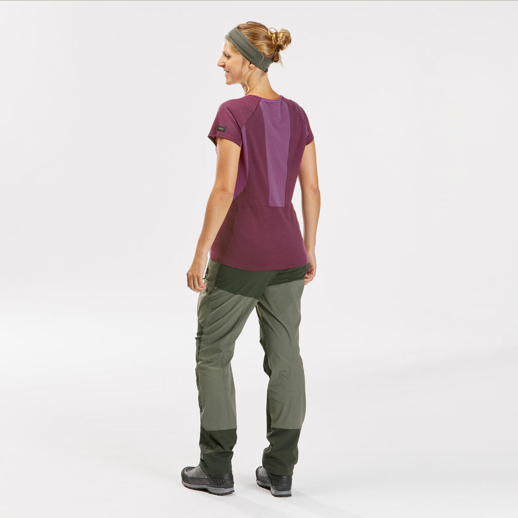 Merinoshirt Trek 500 Damen lila 