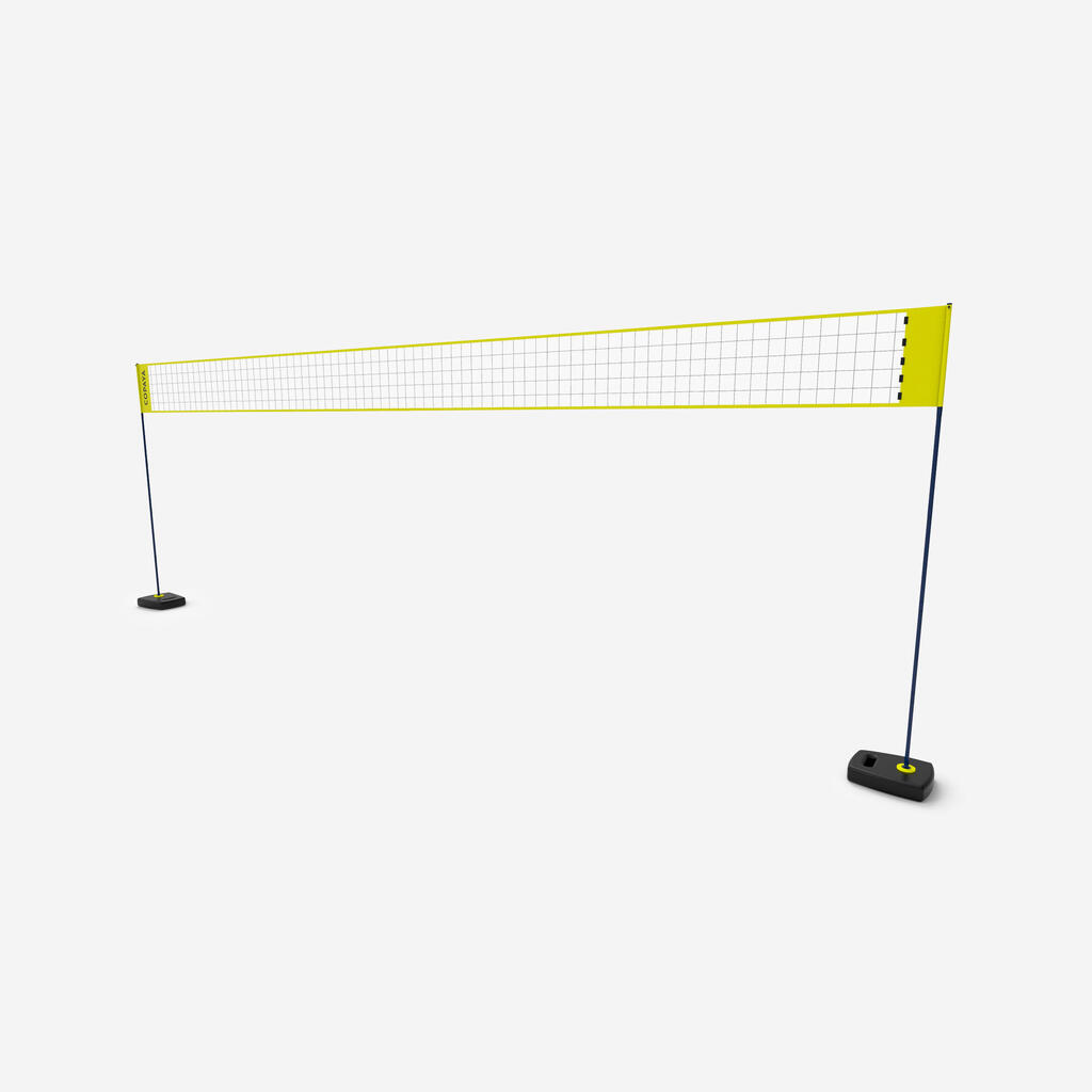 Pielāgojams pludmales volejbola komplekts (tīkls un stabi) “BV500”, dzeltens