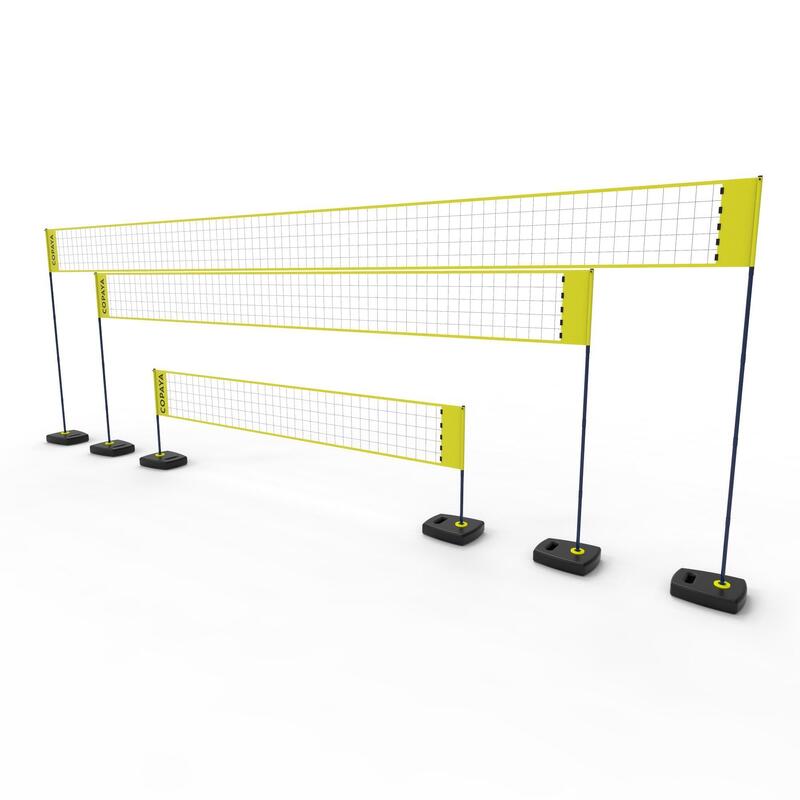 Beachvolleyballnetz Set 9 Meter höhen-und breitenverstellbar - BV500 gelb