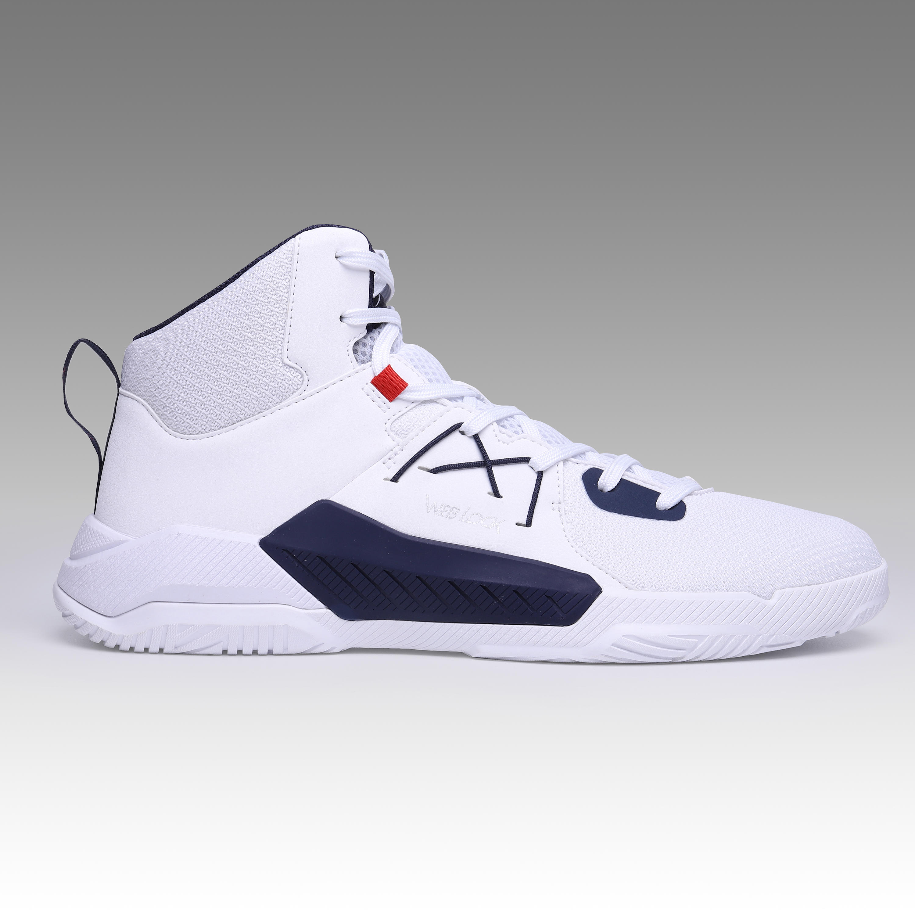 white and navy nike basketball shoes