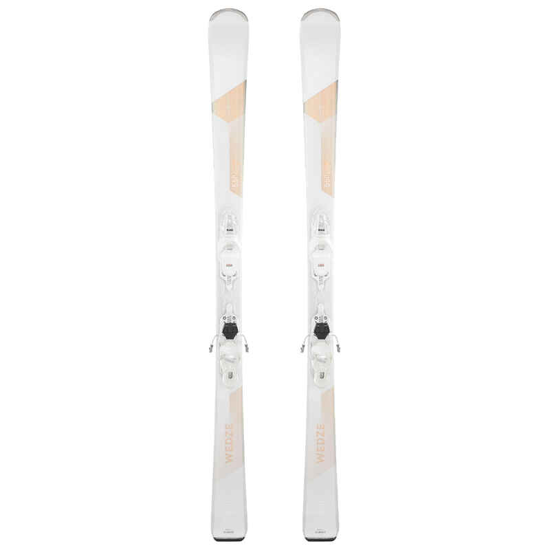 WOMEN’S ALPINE SKI WITH BINDING CROSS 550+ WHITE Decathlon