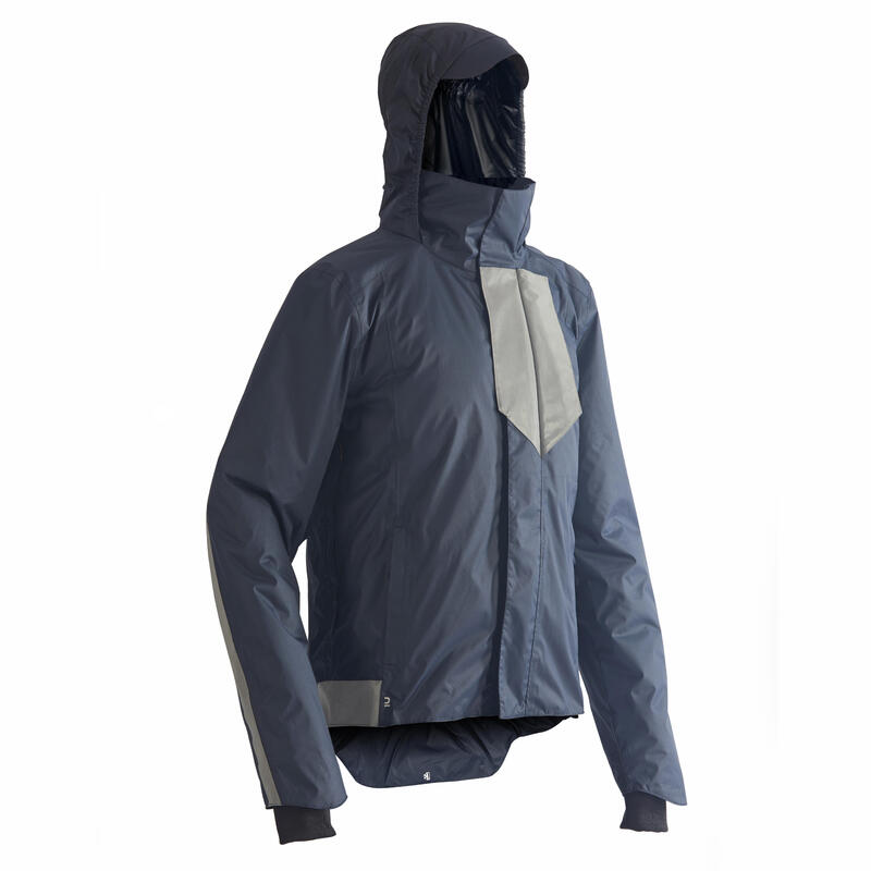 Men's City Cycling Warm Rainproof Jacket 540 Blue Decathlon
