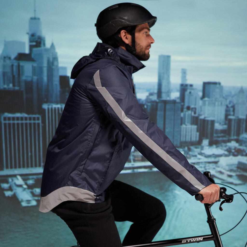 Fahrrad Regenjacke City 540 warm Herren blau