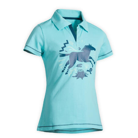 Horse Riding Short-Sleeved Polo Shirt 100 - Turquoise