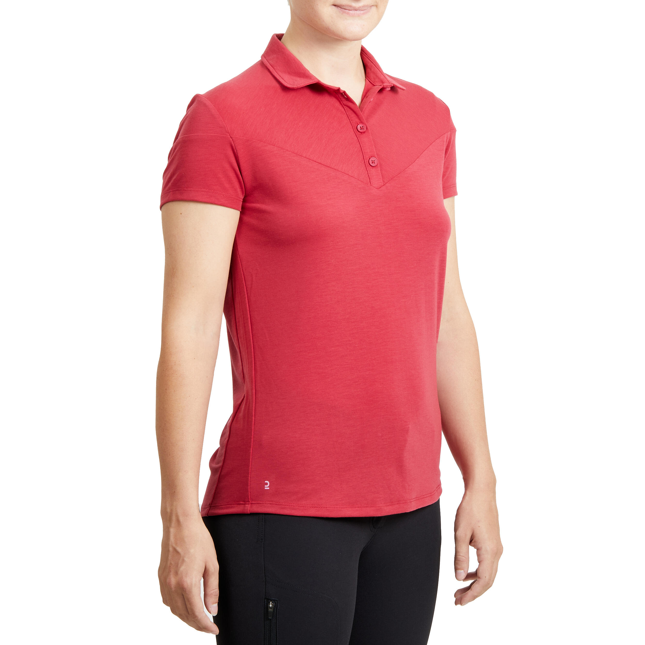 Women's Horse Riding Short-Sleeved Polo Shirt 100 - Raspberry Pink 2/6