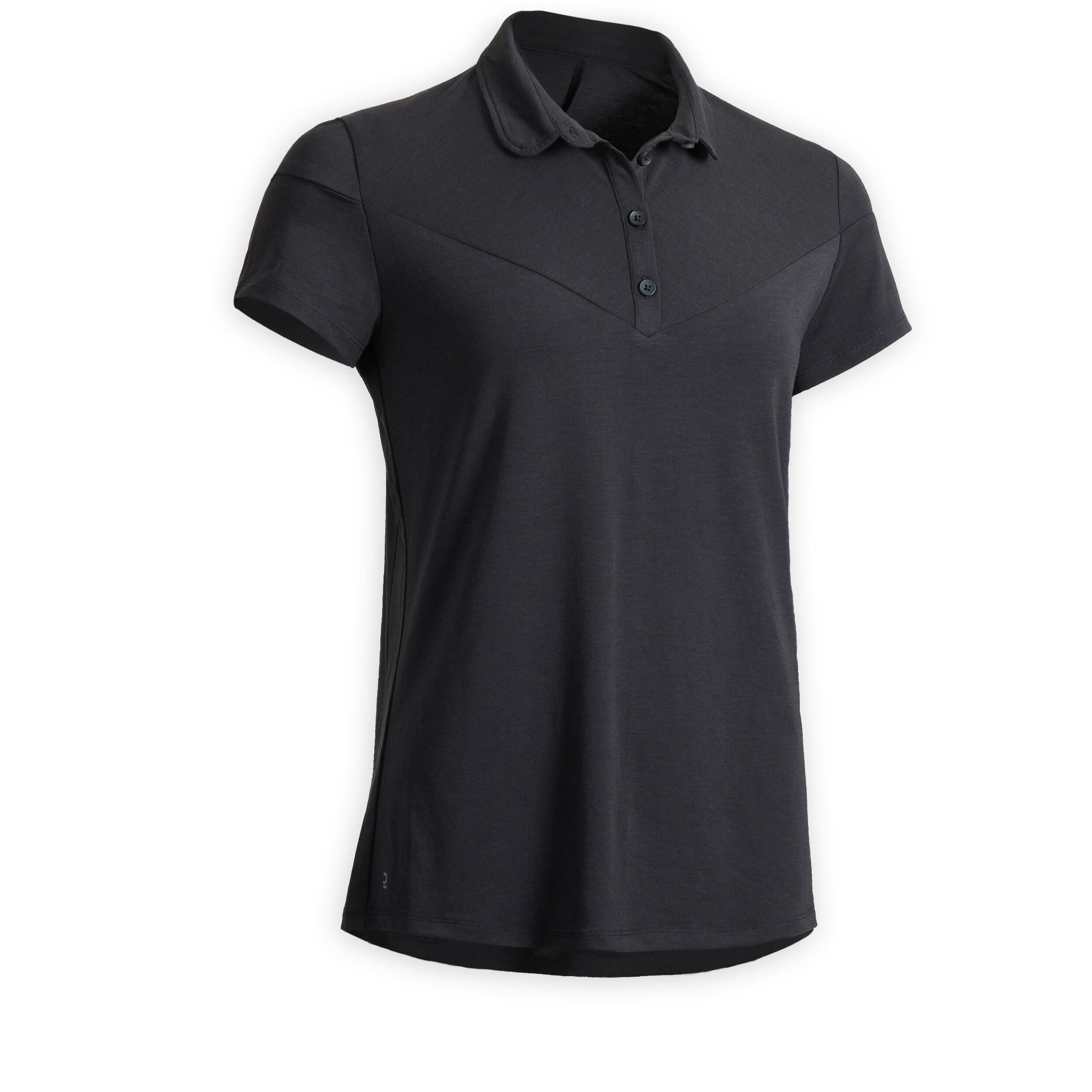 FOUGANZA Women's Short-Sleeved Horse Riding Polo Shirt 100 - Black