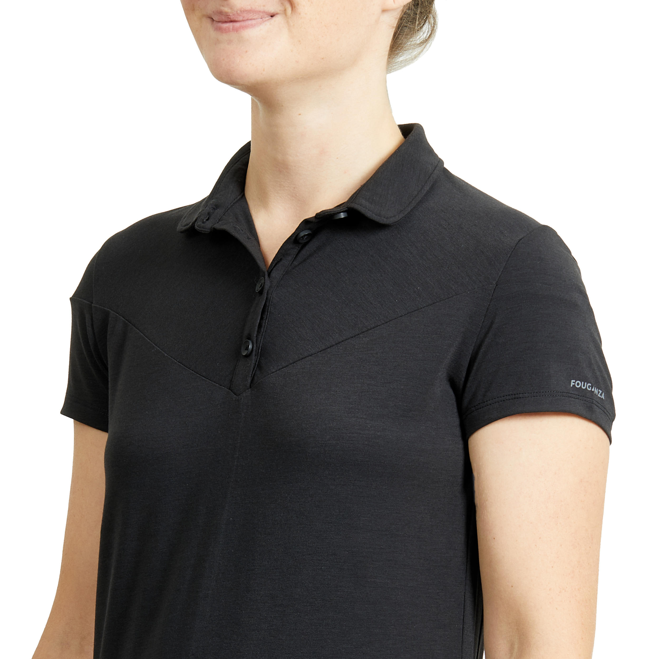 Polo de Equitação de Manga Curta Mulher 100 Preto 3/5