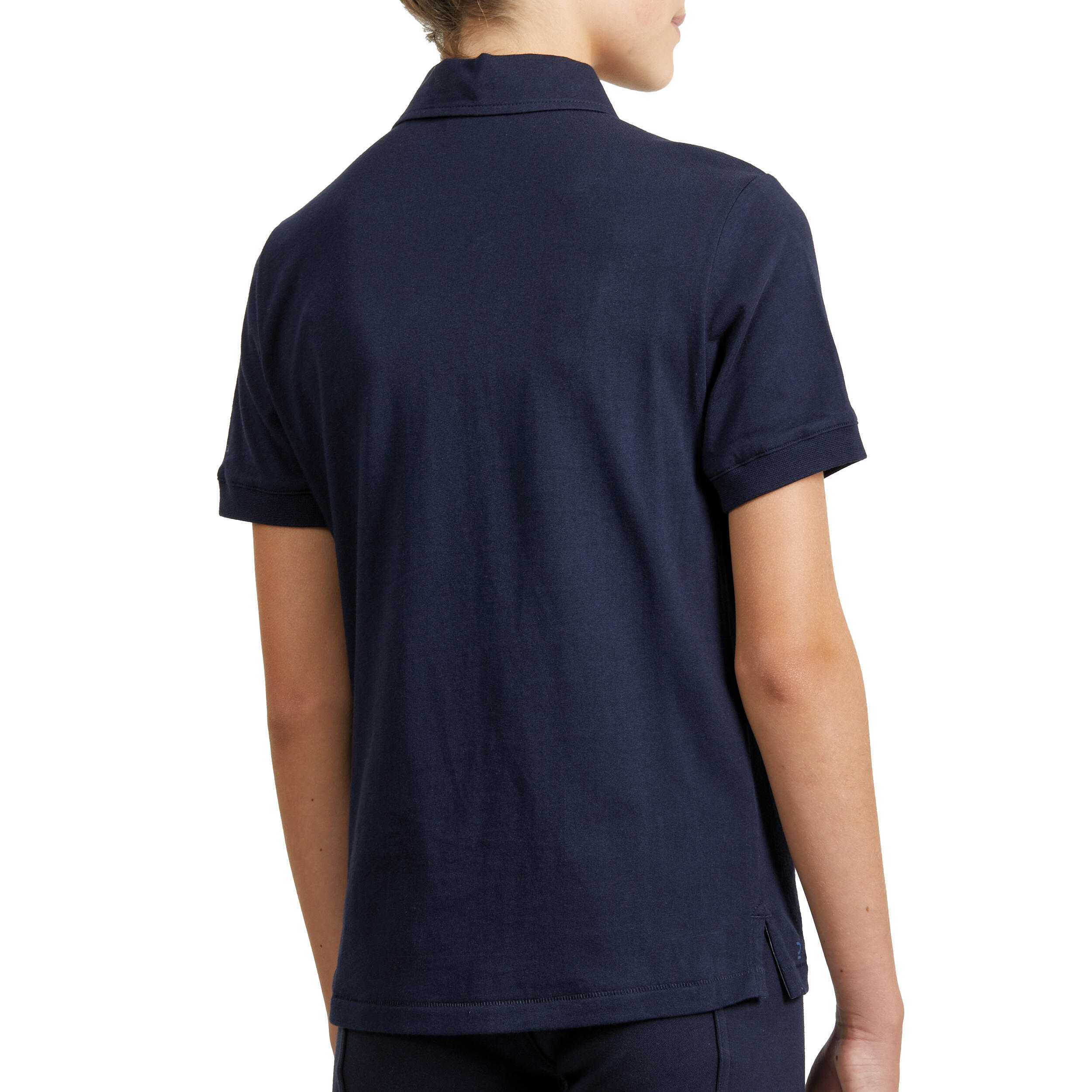 140 Boys' Horse Riding Short-Sleeved Polo Shirt - Navy 3/4