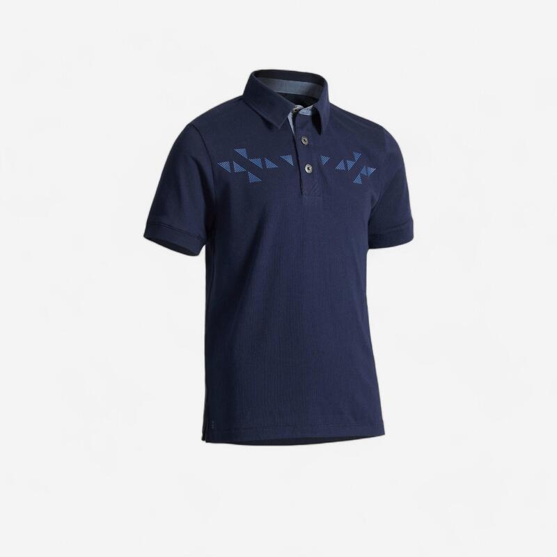 Tricou Polo Echitaţie 140 bleumarin băieți