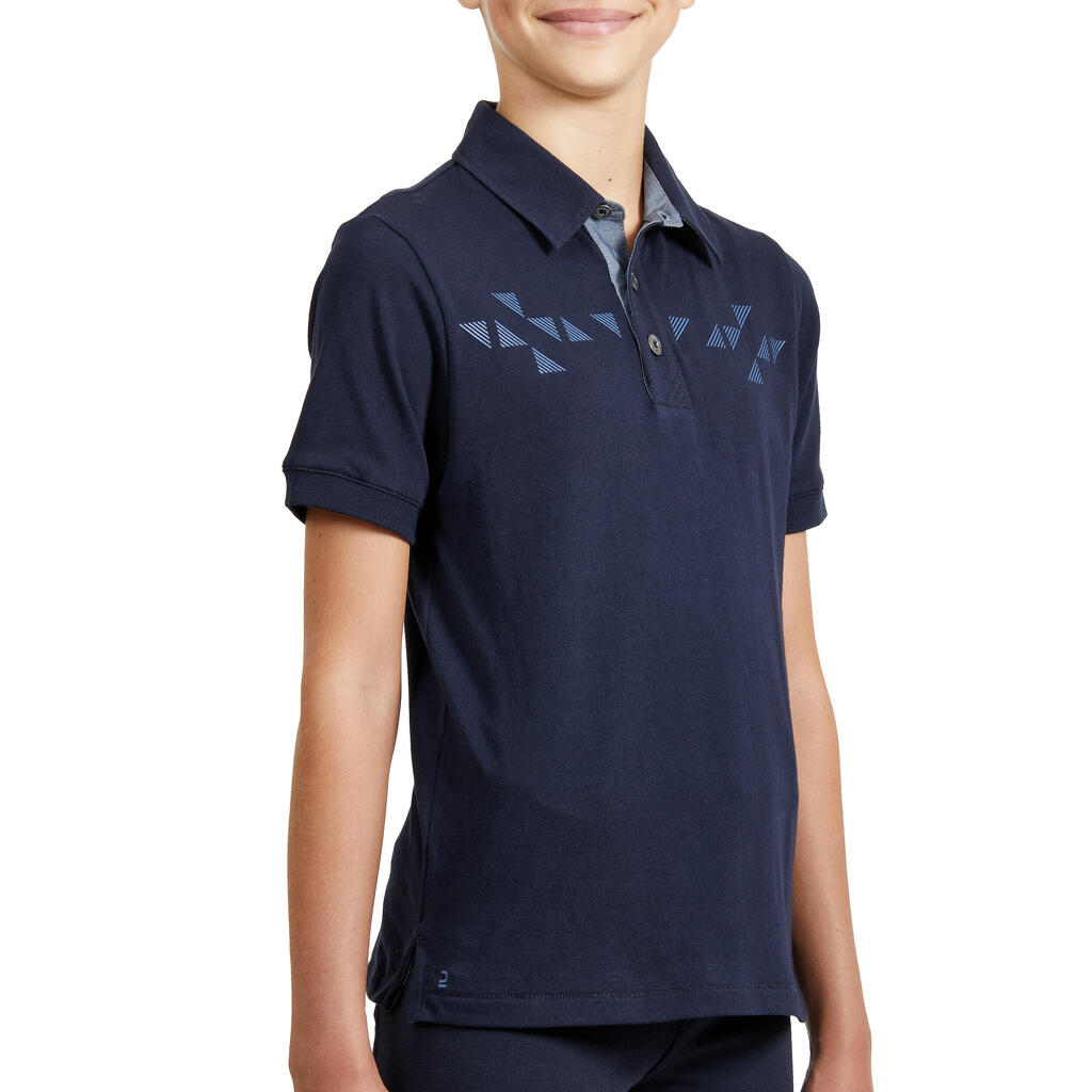 Reit-Poloshirt 140 kurzarm Kinder marineblau