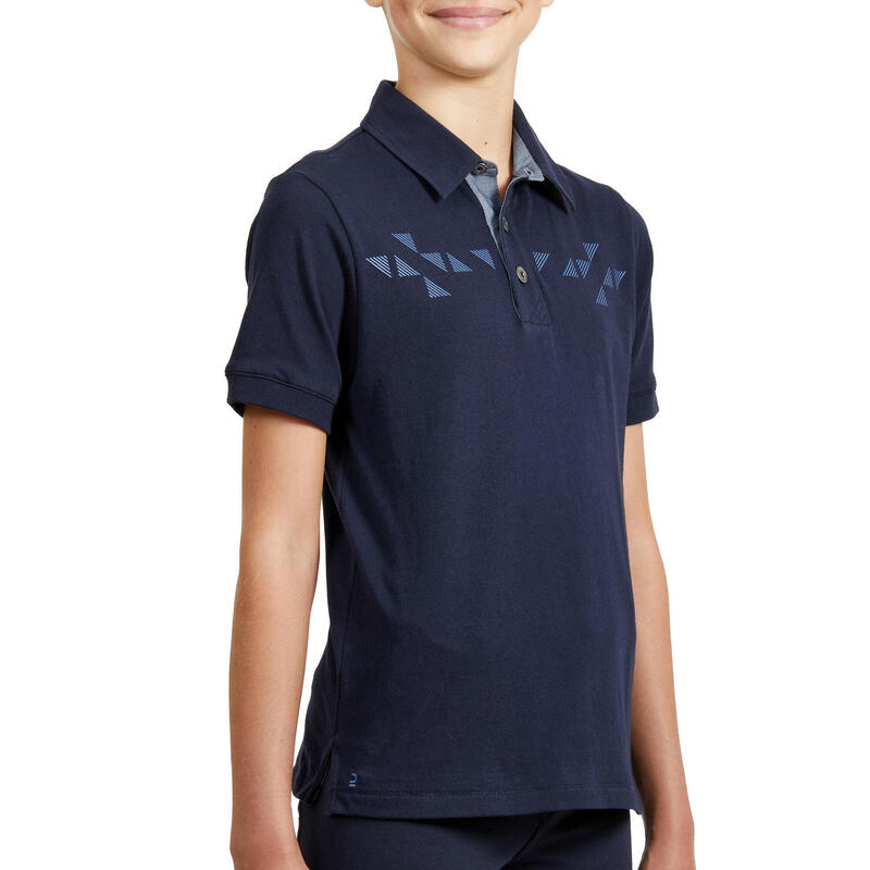 Chlapecké jezdecké polo tričko 140 námořnicky modré