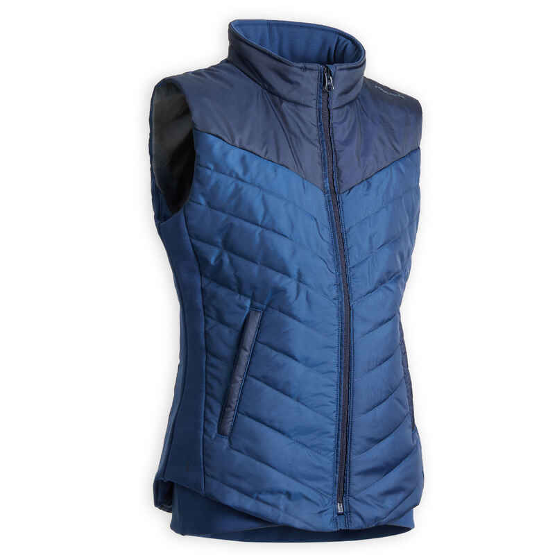 Kids' Horse Riding Sleeveless Down Jacket 500 - Dark Blue/Navy