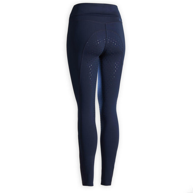 Dameslegging voor ruitersport 500 full grip marineblauw