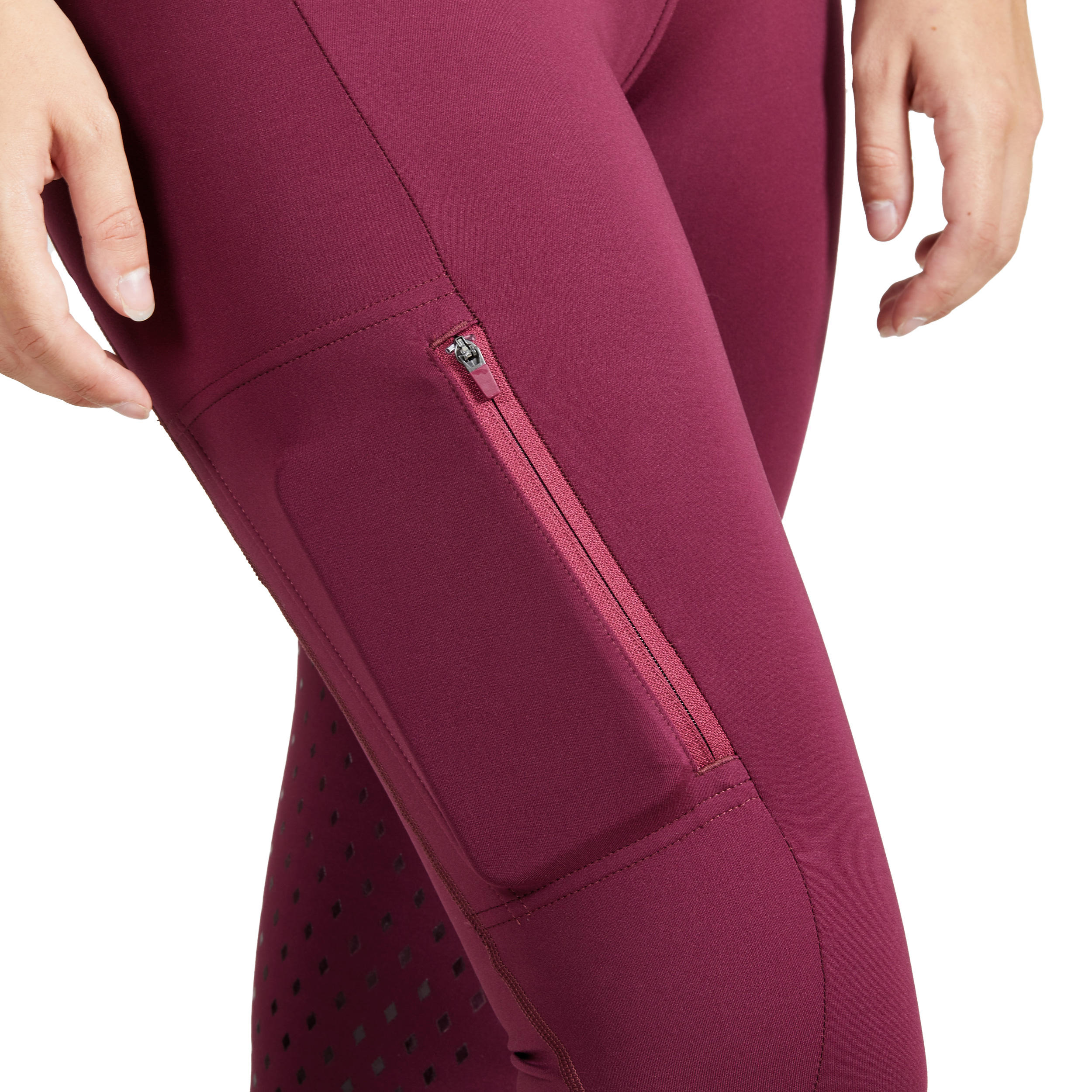Pantalon echitație șezut silicon 500 LIGHT mov Damă 7/9