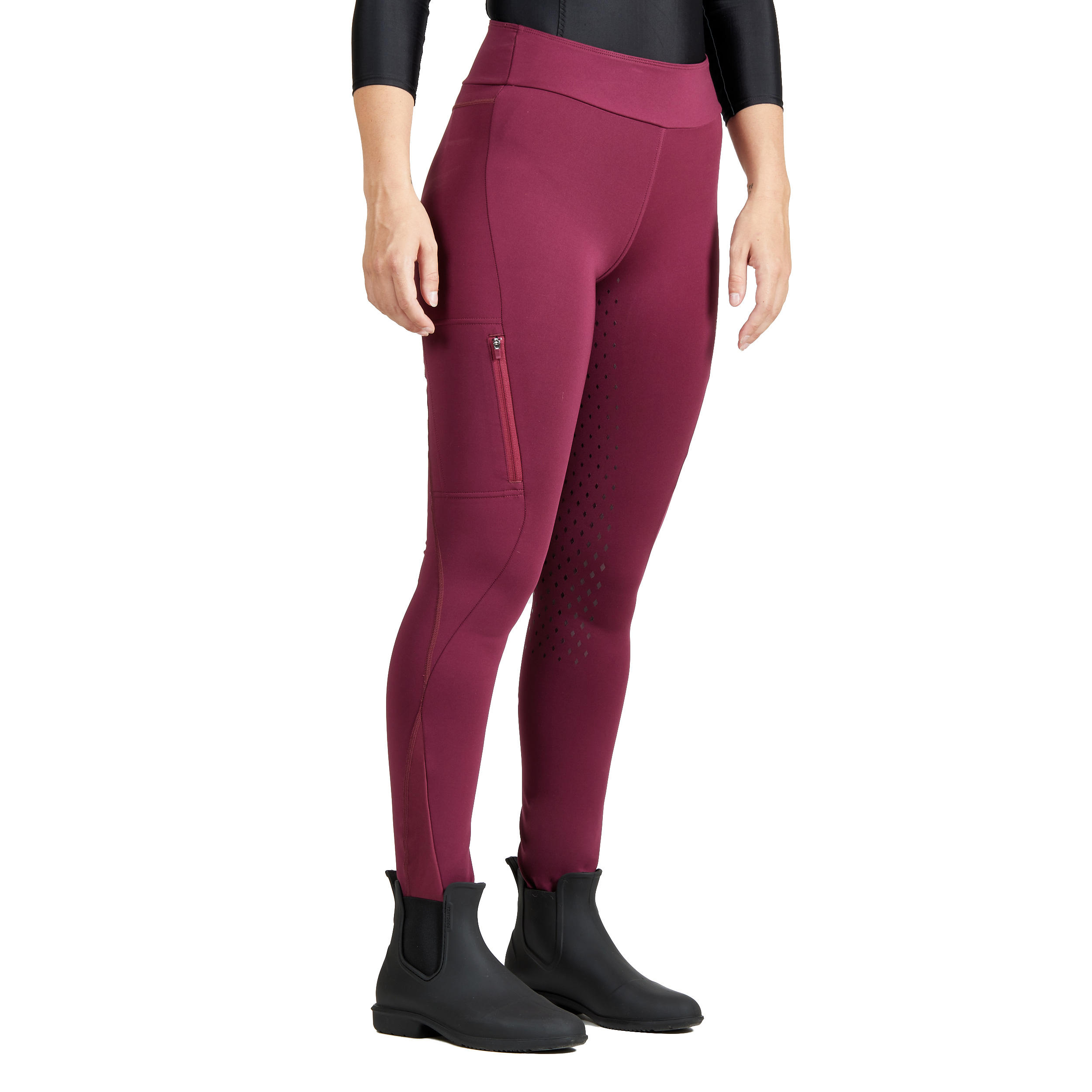 Pantalon echitație șezut silicon 500 LIGHT mov Damă 3/9