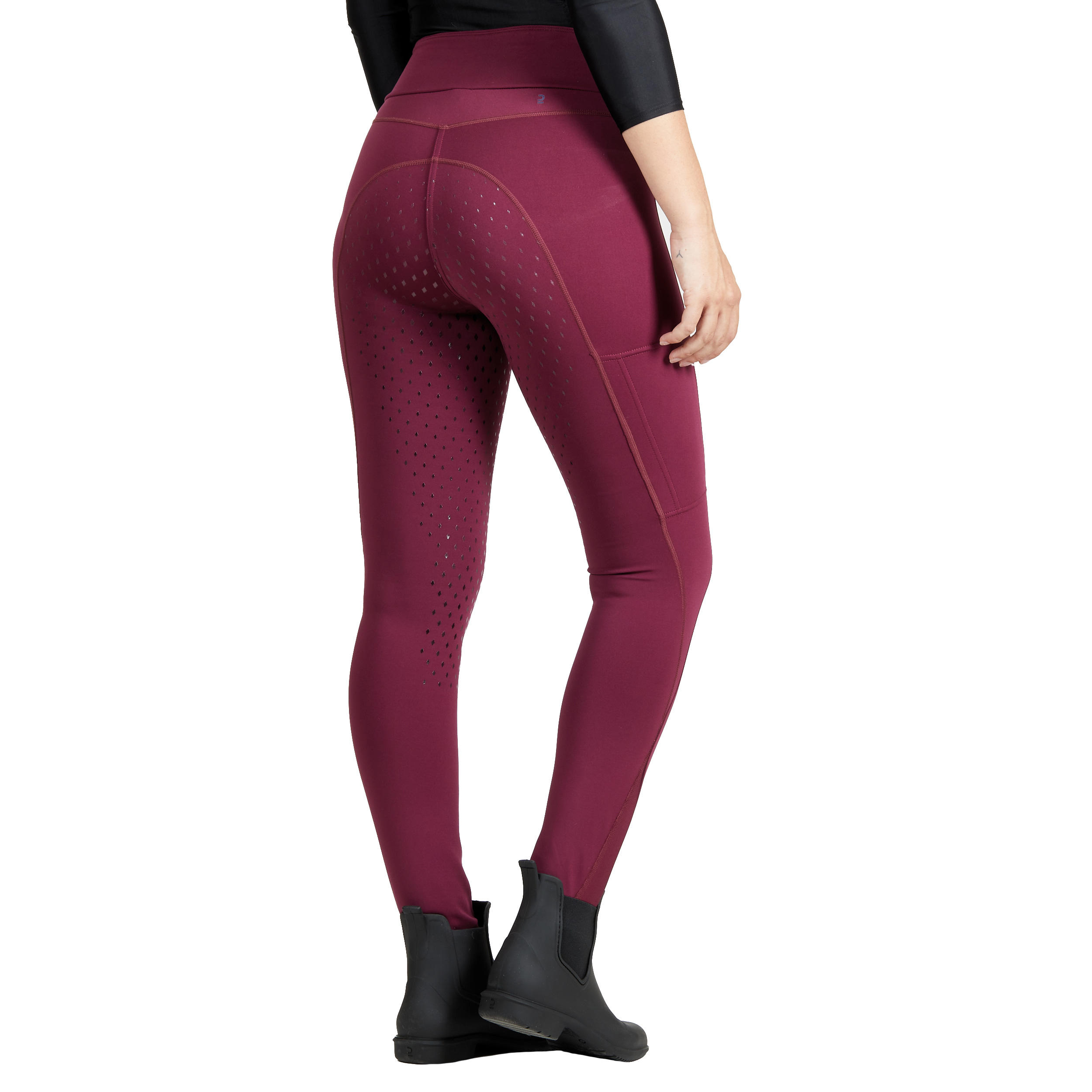 Pantalon echitație șezut silicon 500 LIGHT mov Damă 4/9