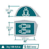 Tente de camping - MH100 - 2 places - Fresh & Black