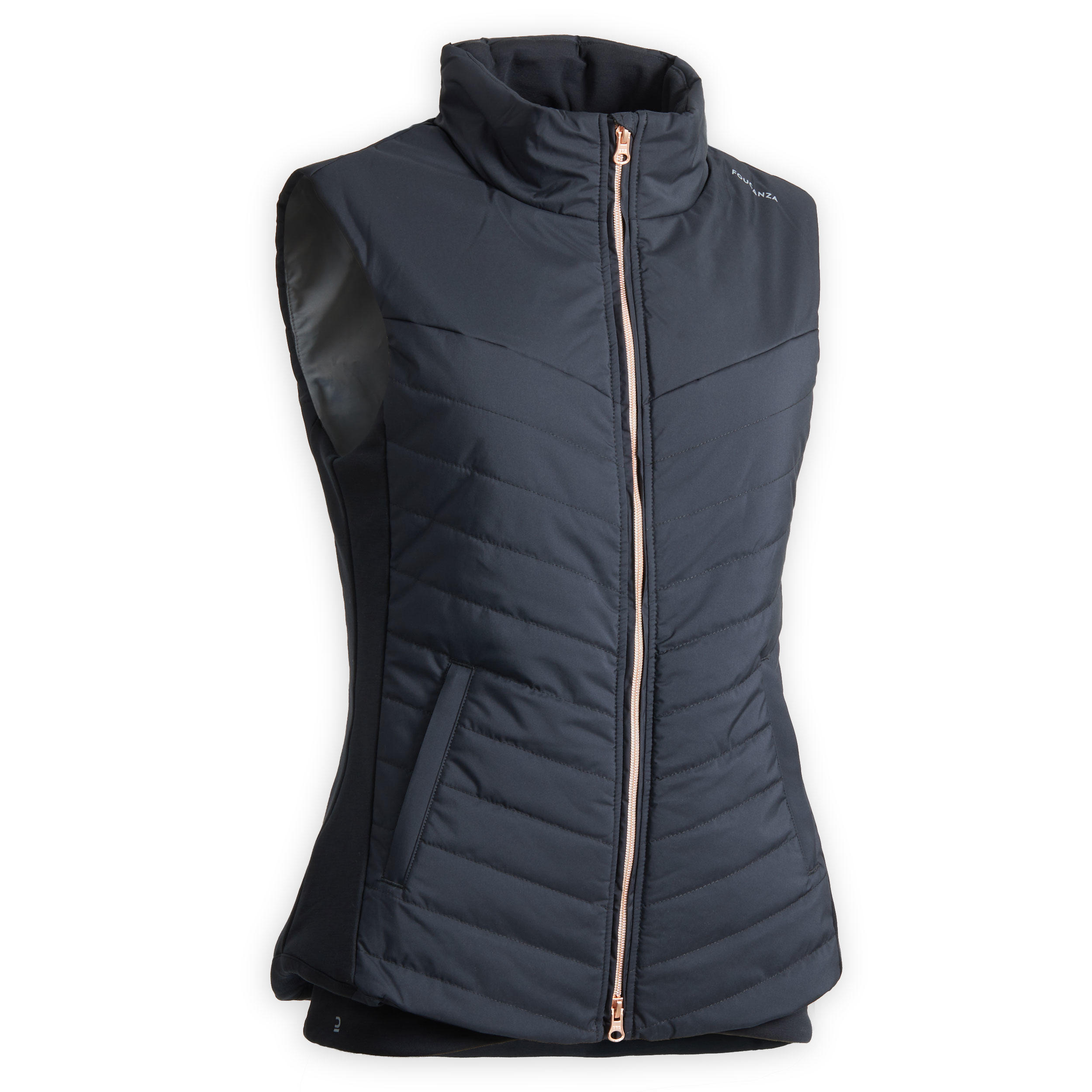 Chaleco Plumifero Equitacion 500 Mujer Negro Cremallera Rosa Dorado Decathlon