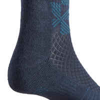 Adult Horse Riding Socks 500 Twin-Pack - Petrol Green/Navy Diamond