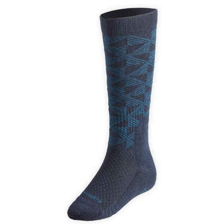 Adult Horse Riding Socks 500 Twin-Pack - Petrol Green/Navy Diamond