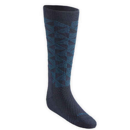 Adult Horse Riding Socks 500 Twin-Pack - Petrol Green/Navy Diamond
