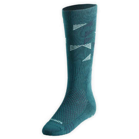 Adult Horse Riding Socks 500 Twin-Pack - Petrol Green/Navy Diamond
