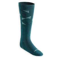 Adult Horse Riding Socks 500 Twin-Pack - Petrol Green/Navy Diamond