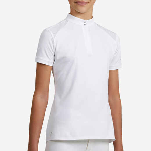 
      Meiteņu jāšanas polo krekls ar īsām piedurknēm “500”, balts
  