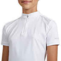 Girls' Short-Sleeved Horse Riding Show Polo Shirt 500 - White