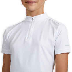 Girls' Short-Sleeved Horse Riding Show Polo Shirt 500 - White