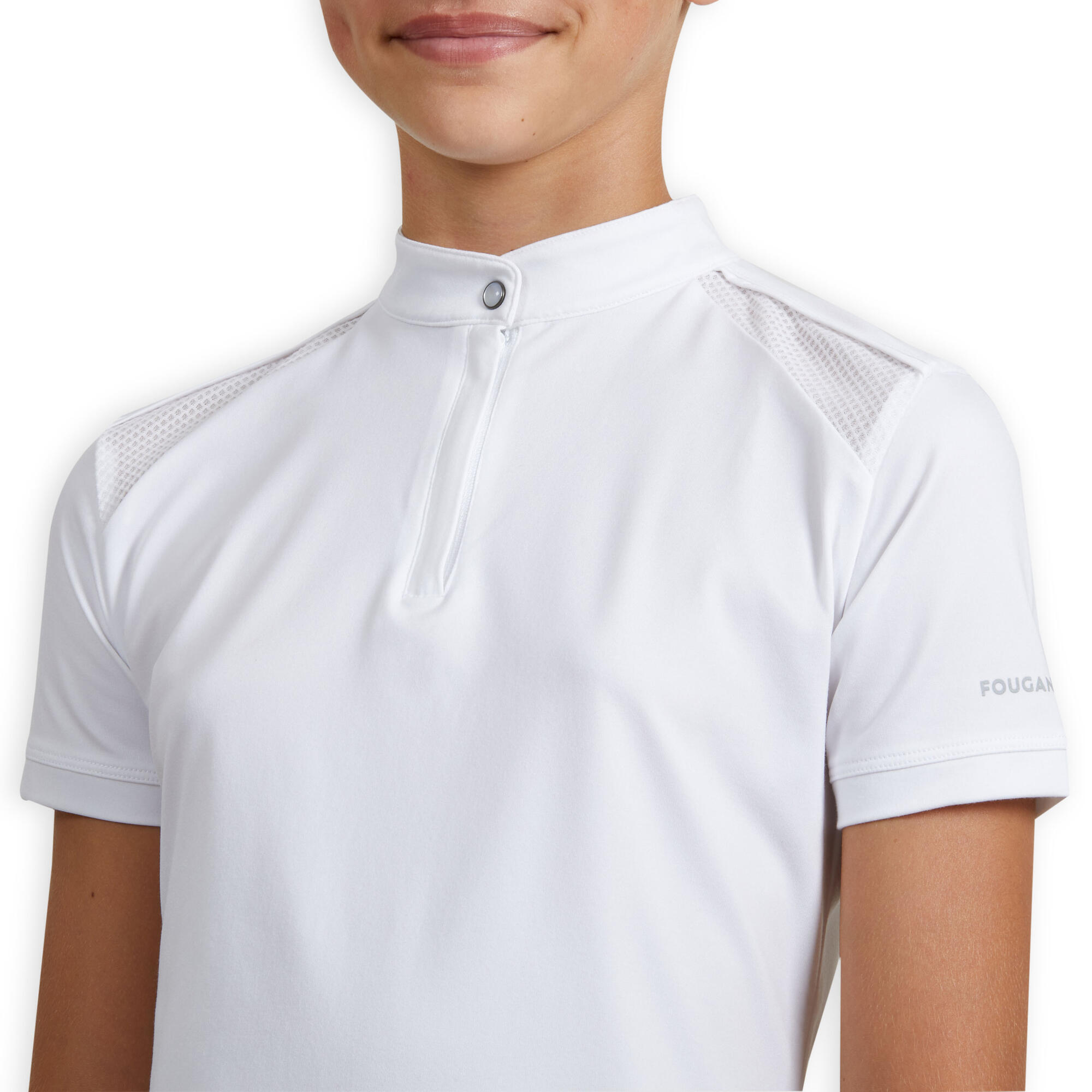 Polo Competici n Equitaci n 500 Ni o y Ni a Blanco Cuello Oficial