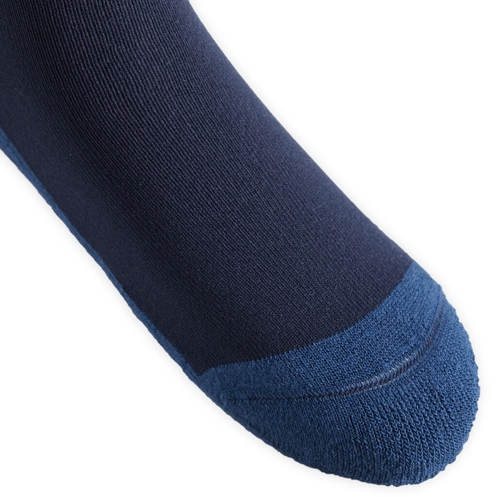 Chaussettes équitation enfant SKS100 marine et bleu nuit/rayures blanches.