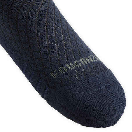 Kids' Horse Riding Socks SKS 500 Twin-Pack - Navy/Pink Pony Print