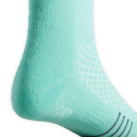 Kids' Horse Riding Socks SKS 500 - Green/Turquoise Ponies PatternsPack of 2