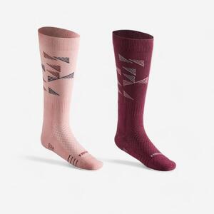 Calcetines Equitación SKS 500 Niños Rosa Claro Ciruela Motivos Graph