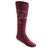 Kids' Horse Riding Socks SKS 500 - Light Pink/Plum Graphic Designs
