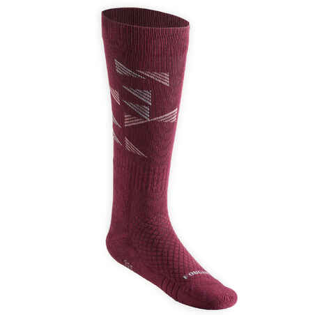 Kids' Horse Riding Socks SKS 500 - Light Pink/Plum Graphic Designs