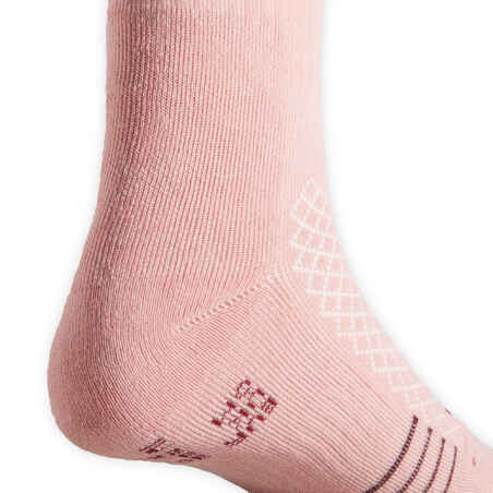 Kids' Horse Riding Socks SKS 500 - Light Pink/Plum Graphic Designs