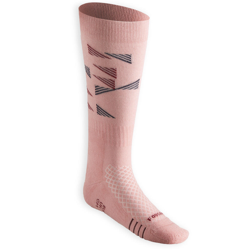 Reitsocken SKS 500 Kinder rosa/lila Grafik-Print